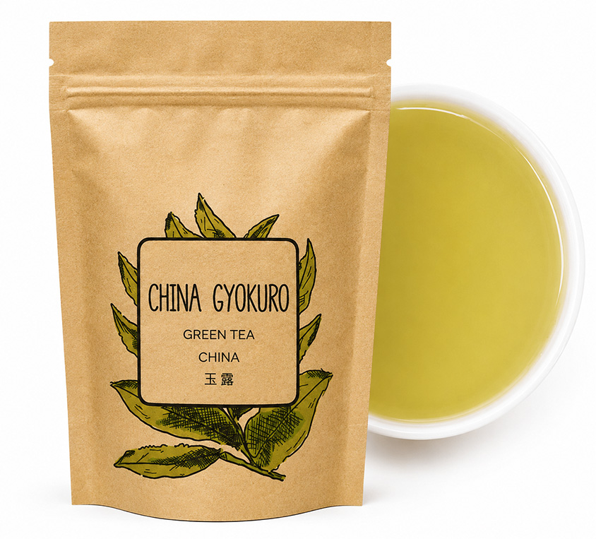 China Gyokuro Leo Tea – elegancka puszka, doypack i kubek prezentowy